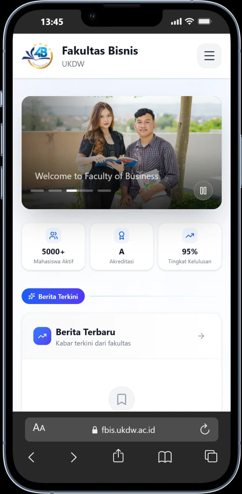 Tampilan mobile FBIS UKDW yang responsif