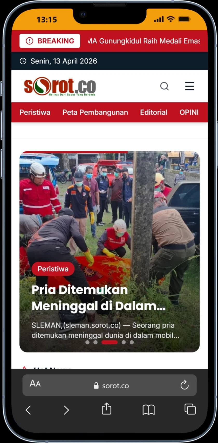 Tampilan mobile Sorot.co yang responsif dan cepat